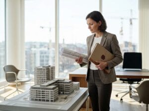 Totalentreprenad med byggherre och entreprenör vid ritningsbord